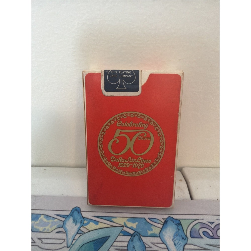 Vintage Delta Air Lines 50th Anniversary Playing Cards Sealed 1929-1979 Red